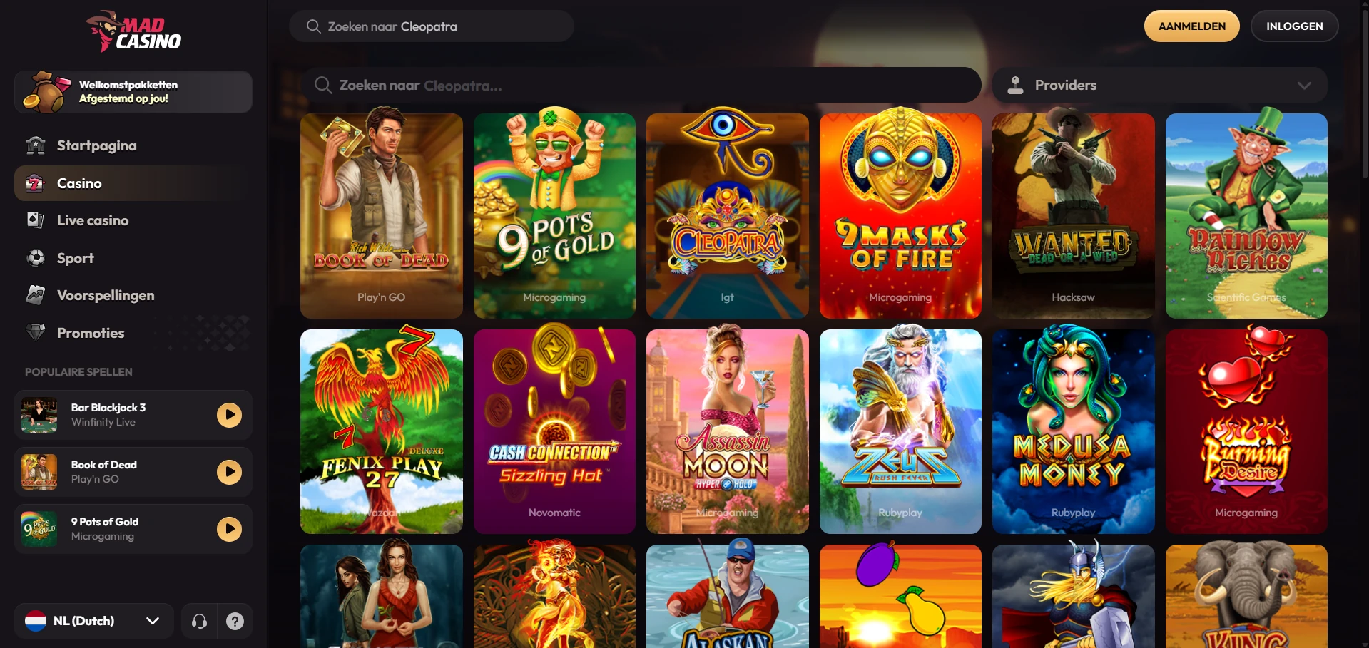 Spellobby van Mad Casino